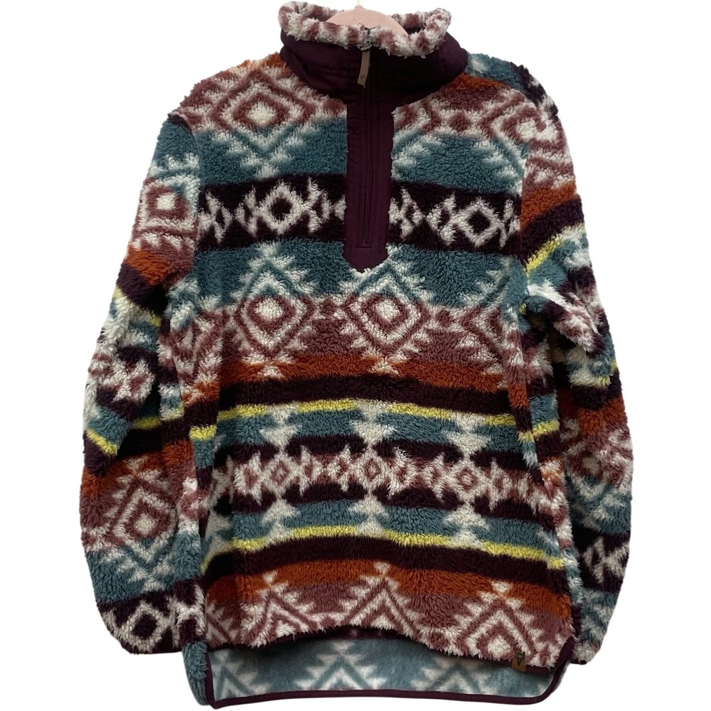 LIV Outdoor Womens XL Aztec Sherpa Fleece Pullover Jacket Quarter Zip